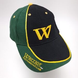 Warrior Custom Golf Hat Cap Baseball Strapback Black Green Gold W Golfing Golfer